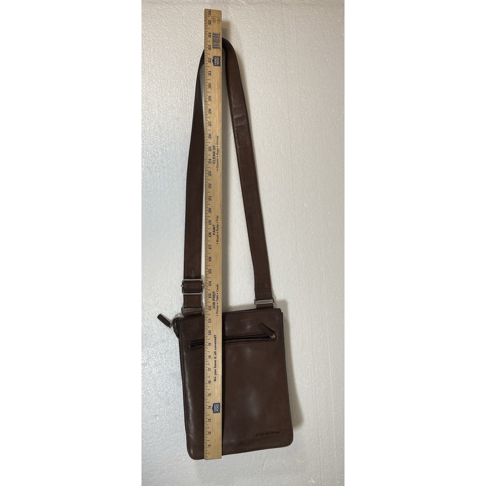 Vintage FOSSIL Brown Genuine Leather Crossbody Purse Handbag, Pre-Owned - Picture 3 of 17